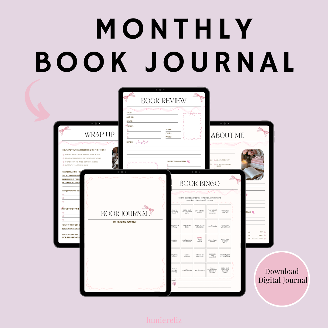 Digital Monthly Book Journal – Coquette Edition
